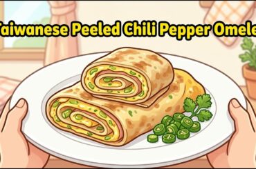 Homemade Taiwanese Breakfast: Cheesy Peeled Chili Omelet Recipe