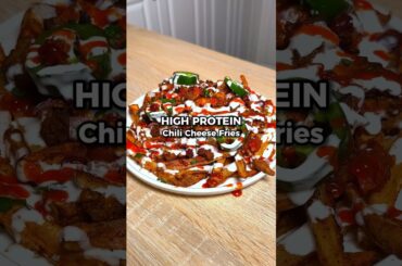 INSANE High Protein Loaded Chili Cheese Fries Recipe #shorts #fries #highprotein