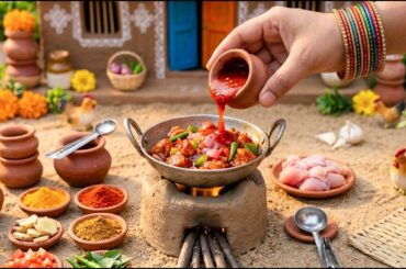 Spicy Chilli Chicken Miniature Recipe 🐓🔥 Satisfying Miniature Indian Food 😋 Tini Foodkey