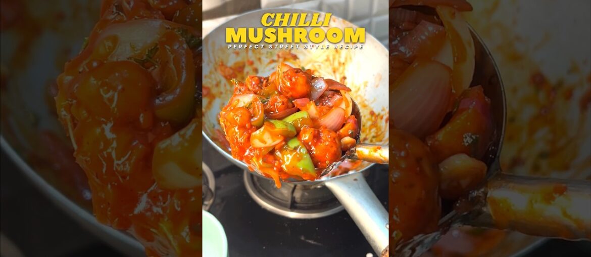 🌶️😍 Street style chilli mushroom recipe 😍 #ytshorts #mushroom #homemade #chinesefood #streetfood