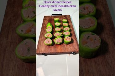 Juicy Stuffed Bell Peppers Recipe 😋 Easy Chicken Stuffed Capsicum | Quick chili Dinner Idea #shorts