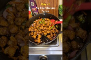 chilli soya ||Day-1 air fryer recipes ✅ #ytshorts #food #trending #airfryer #chillisoyarecipe