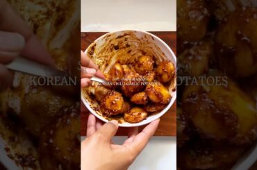 Korean Chilli Garlic Potato Bites | Chewy & Spicy Snack Recipe #koreanrecipe #potatorecipe