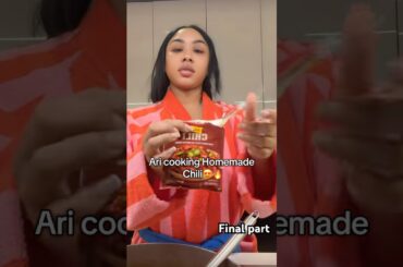 Ari cooking Homemade Chili😍🔥 #therealkylesister #food #chili #chilirecipes #cookingvideo