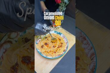 Caramelised onion chilli oil spaghetti 🍝 | Vishesh Monga | #yt #food #recipe #pasta #tasty #asmr