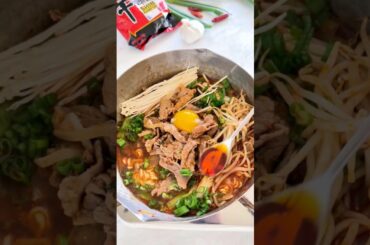 Beef Loaded Shin Ramyun with Chili Oil 🔥 #shinramen #ramen #koreanramen #asmr