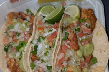 Giant pollo asado tacos for $3.50 each.