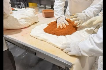 The process of getting a dry chili-lime center inside a candy shell without making a mess. From the slab to the pillow. Cooking today!