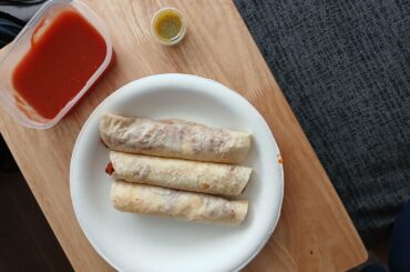 Wife made chorizo burrito with beans cheese and sour cream