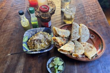 Tacos Gobernador and Esquites