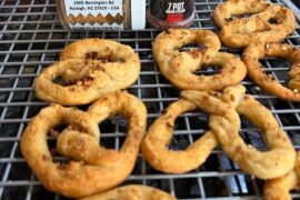 Homemade spicy sourdough pretzels