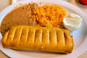 Chimi with beans and rice