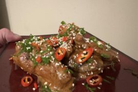 Spicy peanut sauce wings