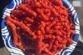 Xxtra hot Flamin hot Cheetos drizzled with Mike’s Hot Honey