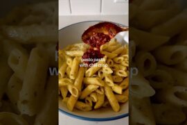 pesto pasta with chili crisp