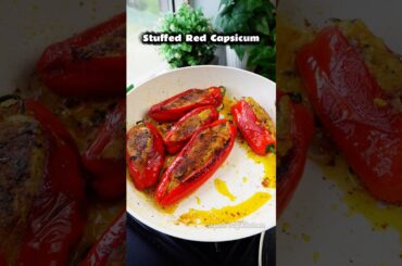 Stuffed Capsicum Recipe | Stuffed Red Pepper | #shorts #shortsfeed #stuffedcapsicum #ytshorts #lunch