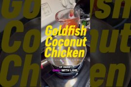 Goldfish coconut chicken with sweet chili coconut sauce #goldfish #coconut #chicken #chili #sauce