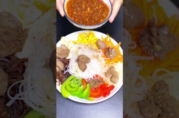 Insanely Glossy Garlic Chili Glass Noodles! 🥢🔥 #shorts #satisfying