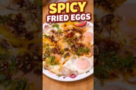 Spicy Fried Eggs with Chili Oil 🔥 Easy Breakfast Recipe #recipe