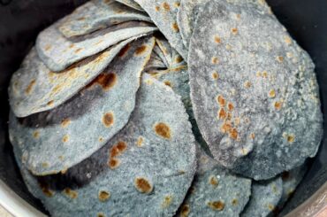 Made blue corn tortillas from dried corn kernels
