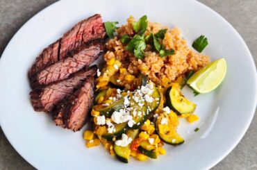 Carne Asada, Calabasita with rice