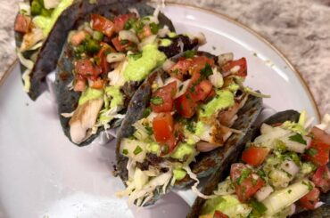 Made fish tacos with my blue corn tortillas