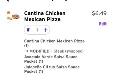 You can swap the chicken for steak on the new Cantina Chicken Mexican Pizza