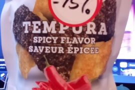 Nora tempura seaweed snacks, spicy flavor.