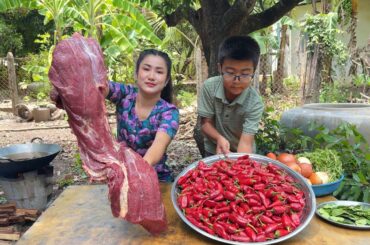 Delicious beef and red banana pepper cooking | Beef recipes