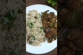 Lemon Coriander Rice With Non Fried Chilli Mushroom Recipe #trending #shorts #cooking