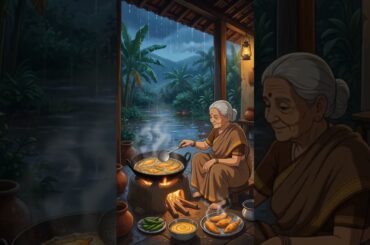 Rainy Evening Mirchi Bajjis 🌧️🌶️ | Telangana Village Life | Ghibli ASMR #asmr #ghiblistyle #food