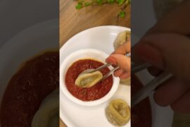 Homemade Dumplings with Spicy Red Chili Sauce 🥟 | Easy Dumpling Recipe #shortsfeed