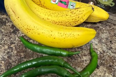 My wife grew Serano peppers! Banana for scale