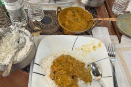Authentic Indian food. I got extra extra spicy coconut curry
