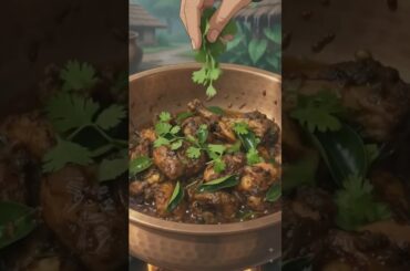 Pepper Chicken & Ghee Rice😋 | Cozy Monsoon Village Cooking #shorts #chicken #gheerice #anime #viral