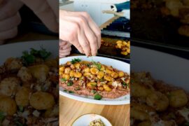 My new Dip obsession! Bold luscious Roasted red pepper walnut dip Muhammara! #shorts #gnocchi