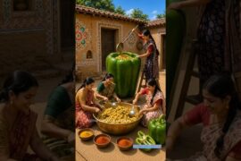 गाँव की लड़कियों ने बनाया दुनिया का सबसे बड़ा शिमला मिर्च 😱🌶️ #shorts #viral #ytshorts #miniature