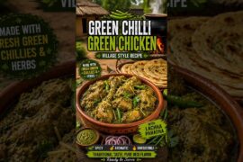 Green Chilli Chicken Recipe | Village Style Outdoor Cooking | Spicy Green Chicken #Shorts