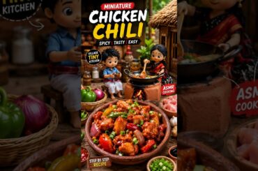 Miniature Doll Chicken Chili Cooking 🔥 | Indian Village Tiny Kitchen ASMR | Mini Food Recipe #shorts
