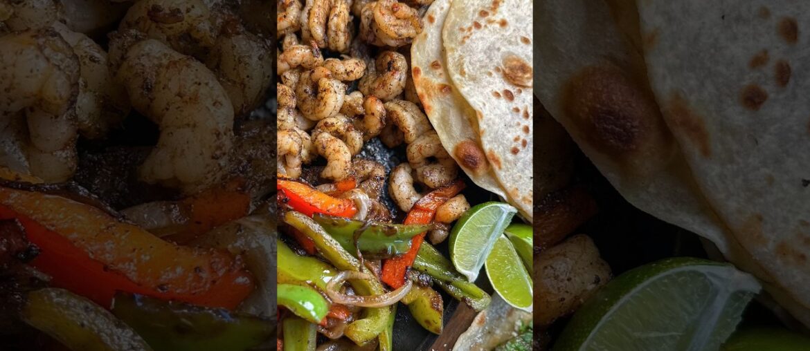 Shrimp Fajitas Made with Blackstone's New Chili Herb Sauce