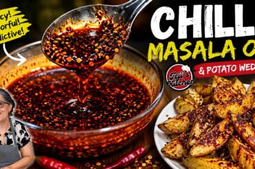 CHILLI MASALA OIL Recipe 🌶️🔥 | Spicy Homemade Chili Oil + Crispy Potato Wedges @tejis.kitchen