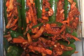 Spicy stuffed green chili pepper kimchi