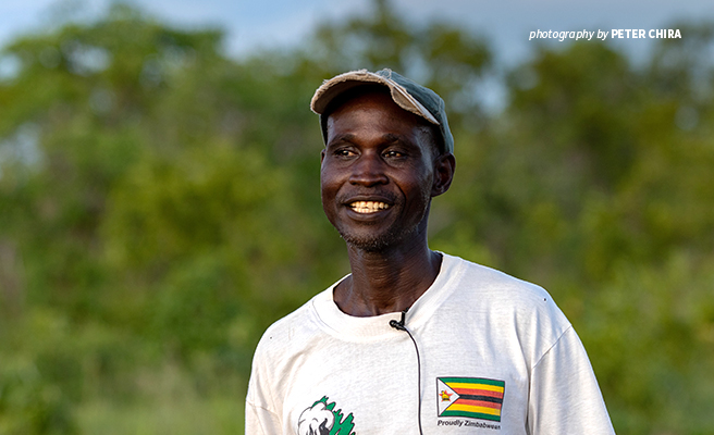 Nero Mtupaunga grows chilis to safeguard his plantation from crop-eating elephants and gain an alternative source of income Photo of AWF-supported chili grower in Mbire district in northern Zimbabwe