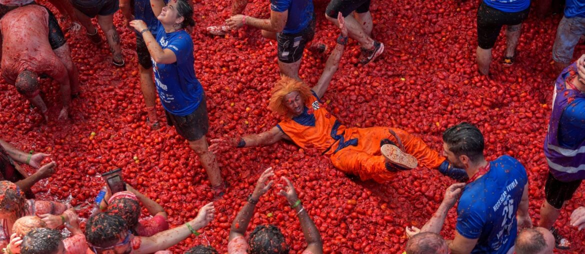 The epic La Tomatina food fight paints a small Spanish town red