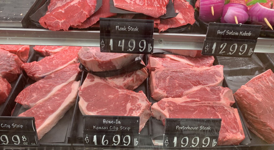 Steaks on display at Fareway Meat Market