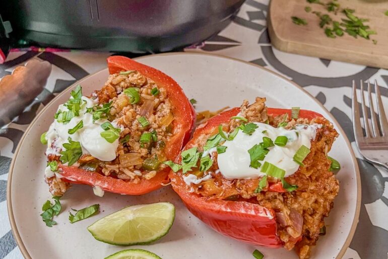 Air Fryer Ground Chicken Stuffed Peppers