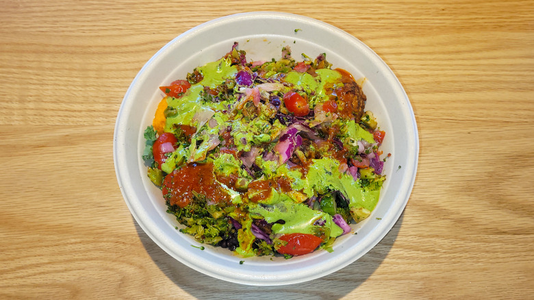 Aerial shot of Spicy Greens Bowl