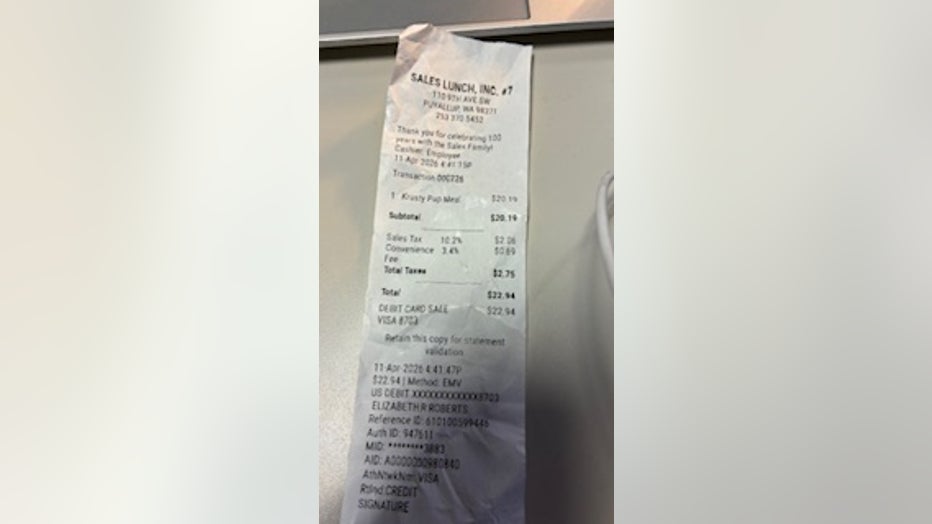 receipt for corn dog at fair