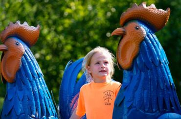 Giant metal roosters in Ogunquit, Maine, spread autism acceptance