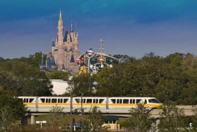 The Monorail in front of Magic Kingdom as seen from Disney